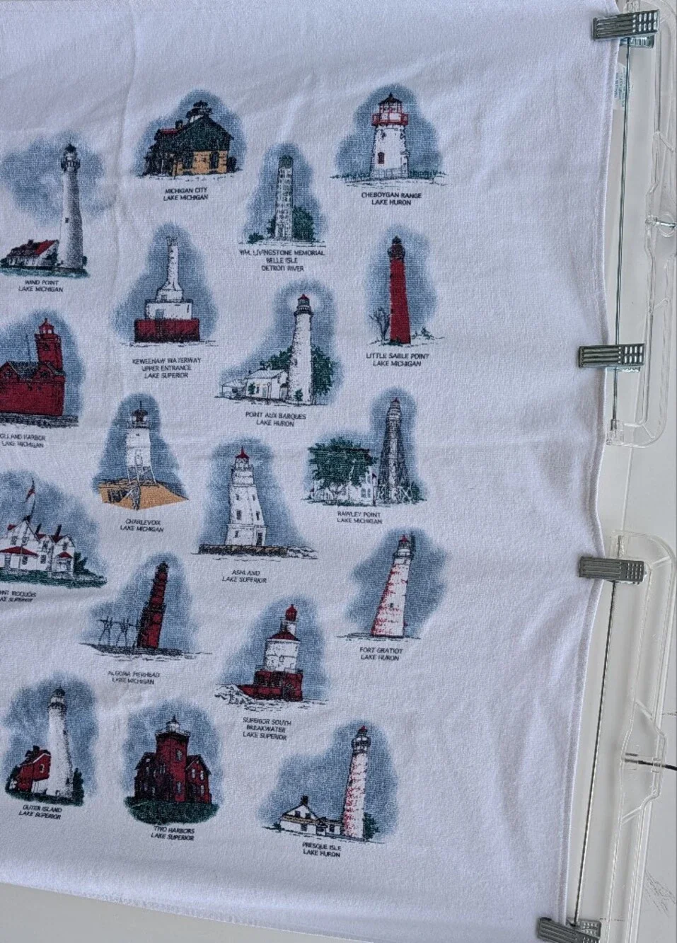 Vintage Great Lakes Lighthouses Beach Towel Ohio Michigan Big 100% Cotton Beach